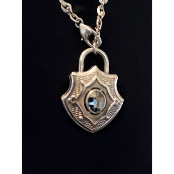 Brighton Love Padlock Silver Long Necklace - Picture 3 of 6